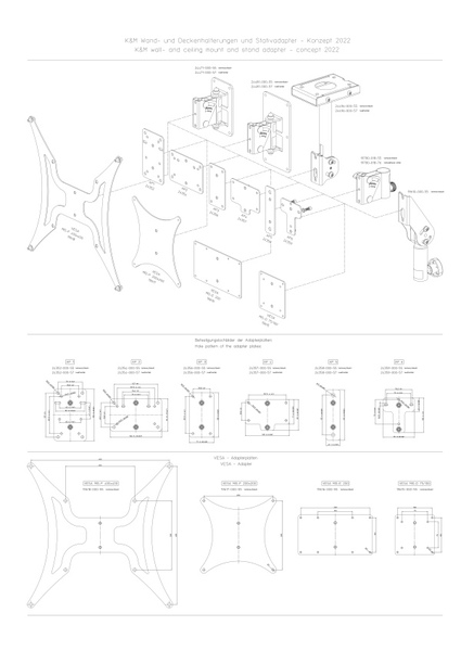 19618.000.55 ADAPTER PLATE VESA MIS-F 400X400, FOR WALL AND CEILING MOUNTS